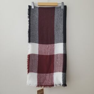 Just Cozy Plaid Fringe Blanket Scarf